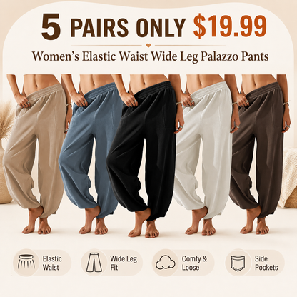 Women's Elastic Waist Wide Leg Palazzo Pants