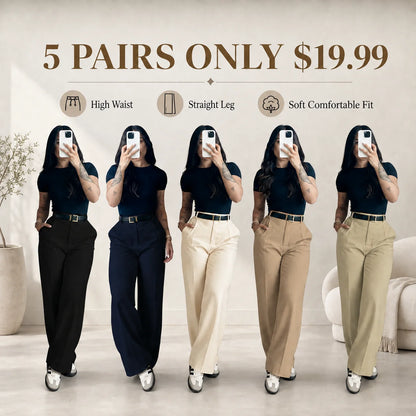 Women's High Waist Straight Leg Suit Pants