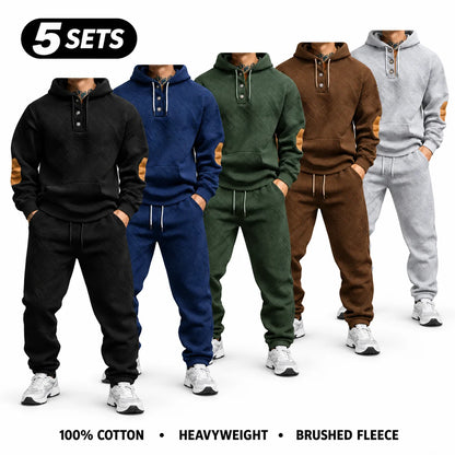 Men's 2-Piece 100% Cotton Heavyweight Brushed Fleece Hoodie & Sweatpants Set