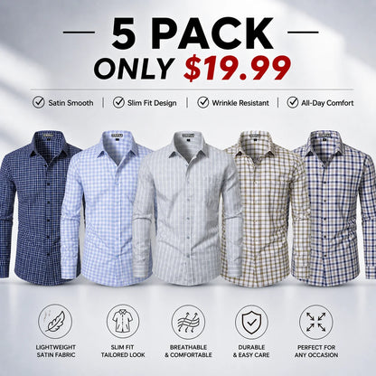 Men's Plaid Long Sleeve Dress Shirt