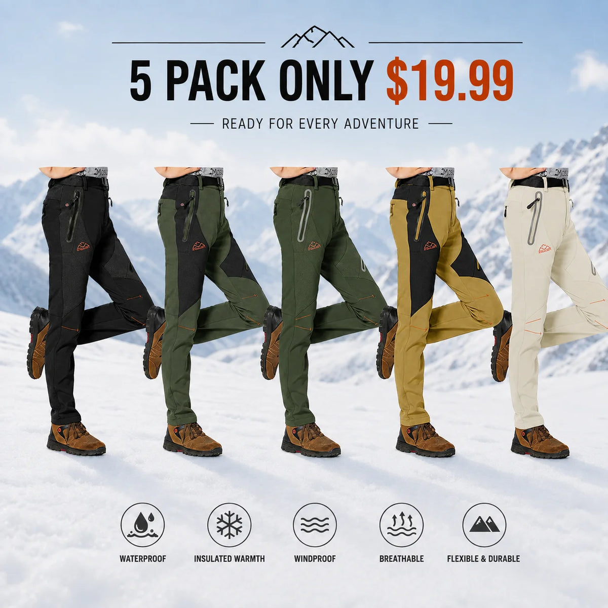 Women's Waterproof Insulated Fleece-Lined Thermal Ski & Hiking Pants