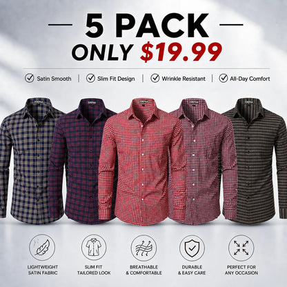 Men's Plaid Long Sleeve Dress Shirt
