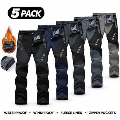 Men's Waterproof Insulated Thermal Softshell Hiking Pants with Zipper Pockets