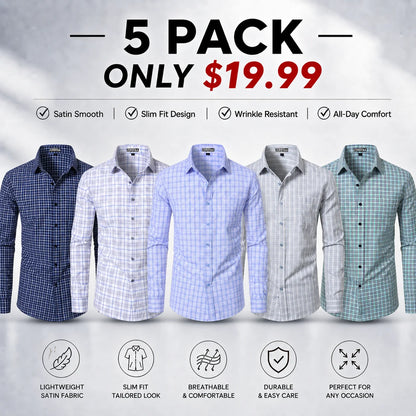 Men's Plaid Long Sleeve Dress Shirt