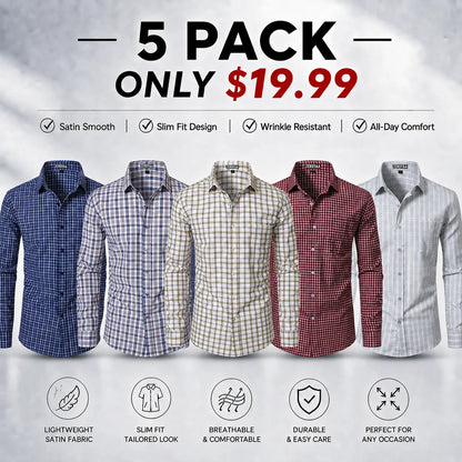 Men's Plaid Long Sleeve Dress Shirt