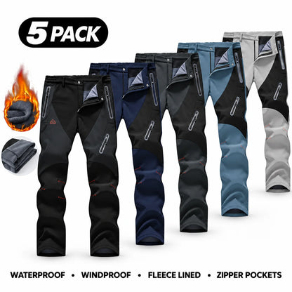 Men's Waterproof Insulated Thermal Softshell Hiking Pants with Zipper Pockets