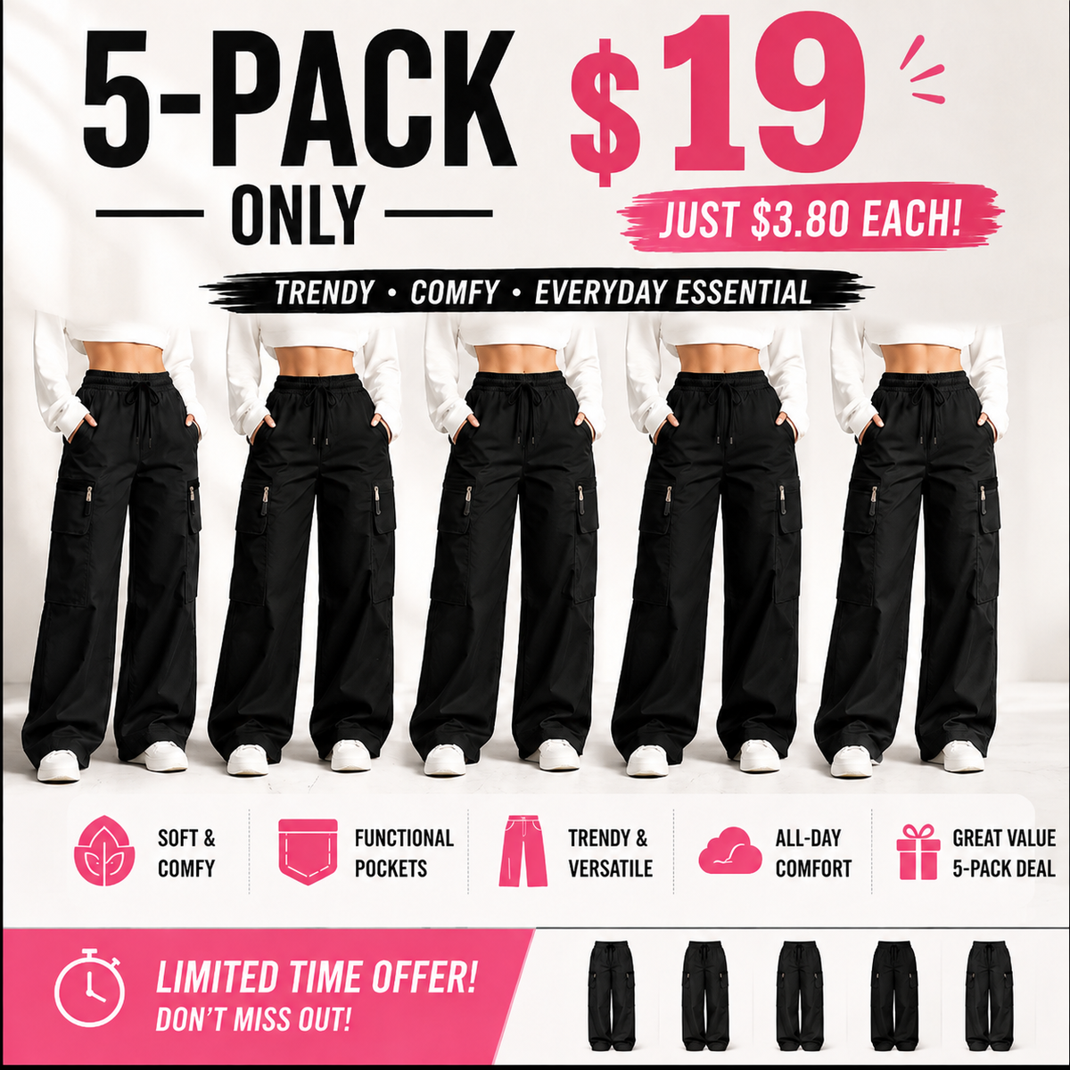 ⚡FINAL SALE 🔥Women's lightweight loose cargo pants with multiple pockets