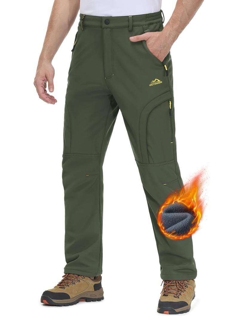💚 Men's Winter Ski Pants Fleece Lined 5-Zip