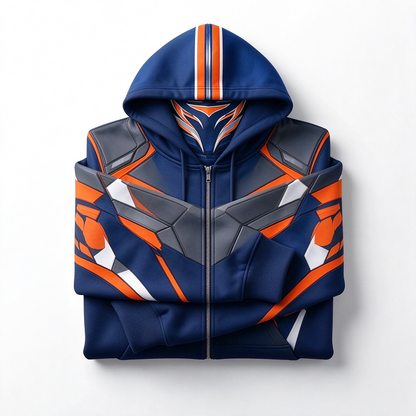 Teams Built-in Balaclava Zip Up Hoodie Football Sports Fan Full Zip Fleece Jacket Warm Winter Face Mask Sweatshirt Streetwear