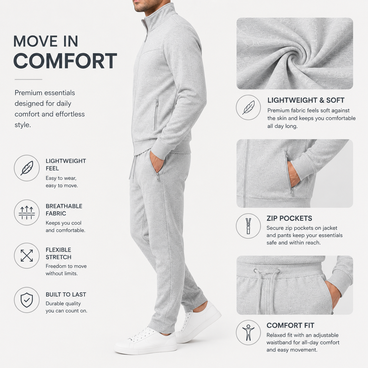 Men's Sport & Casual Tracksuit Set