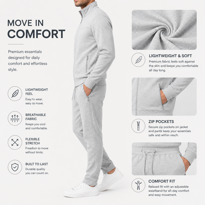 Men's Sport & Casual Tracksuit Set