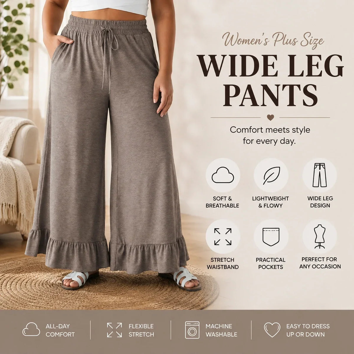 💝💝Limited Stock!🔥Women's Plus Size Wide Leg Pants