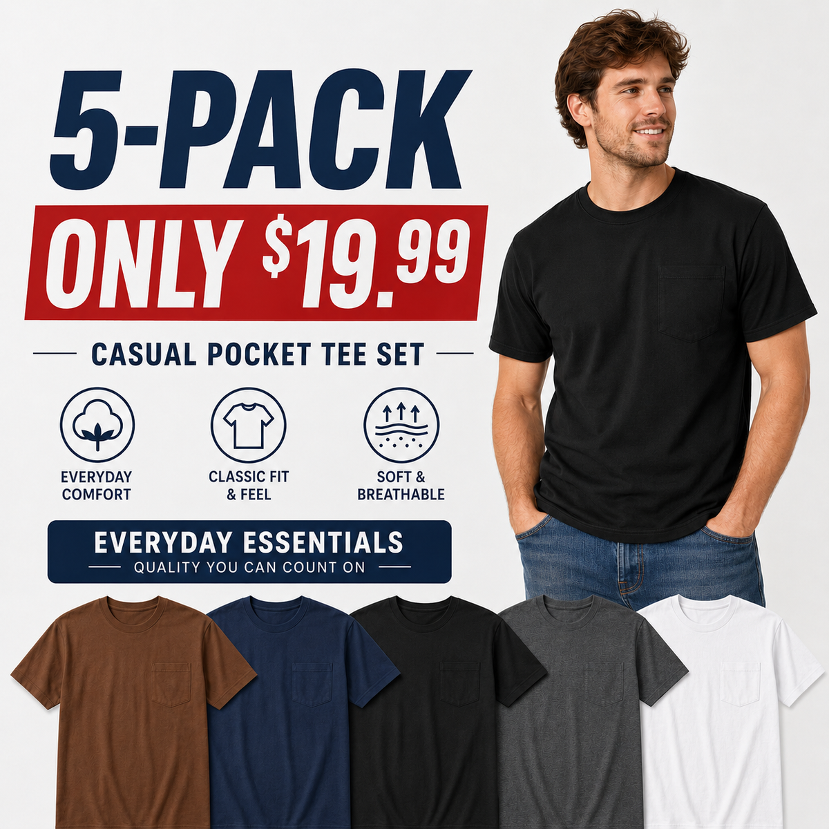 ✨Classic Heavyweight Pocket Work Tee – Relaxed Fit, Built for Everyday Work