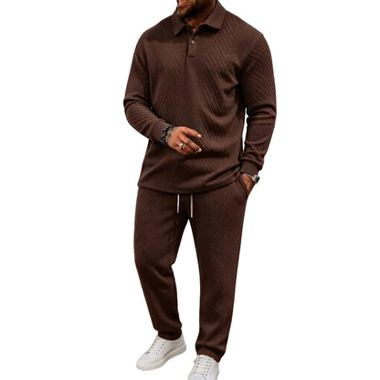 Men’s Long-Sleeve Polo Shirt & Long Pants Set