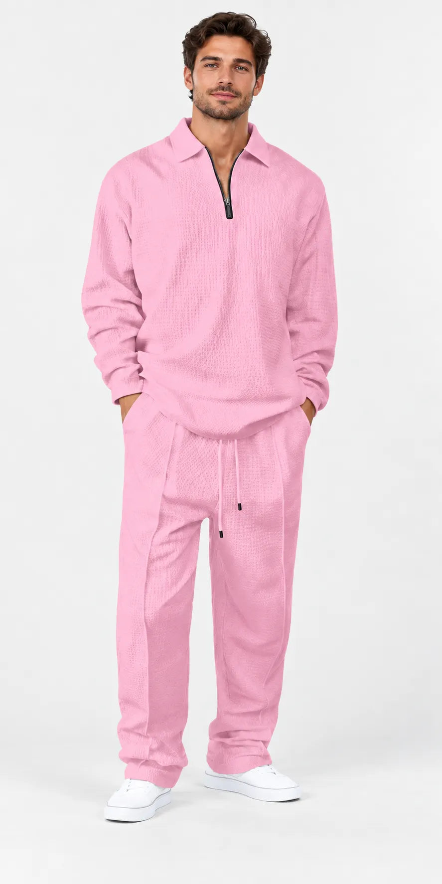 Men's basic casual sweatshirt and sweatpants two-piece set