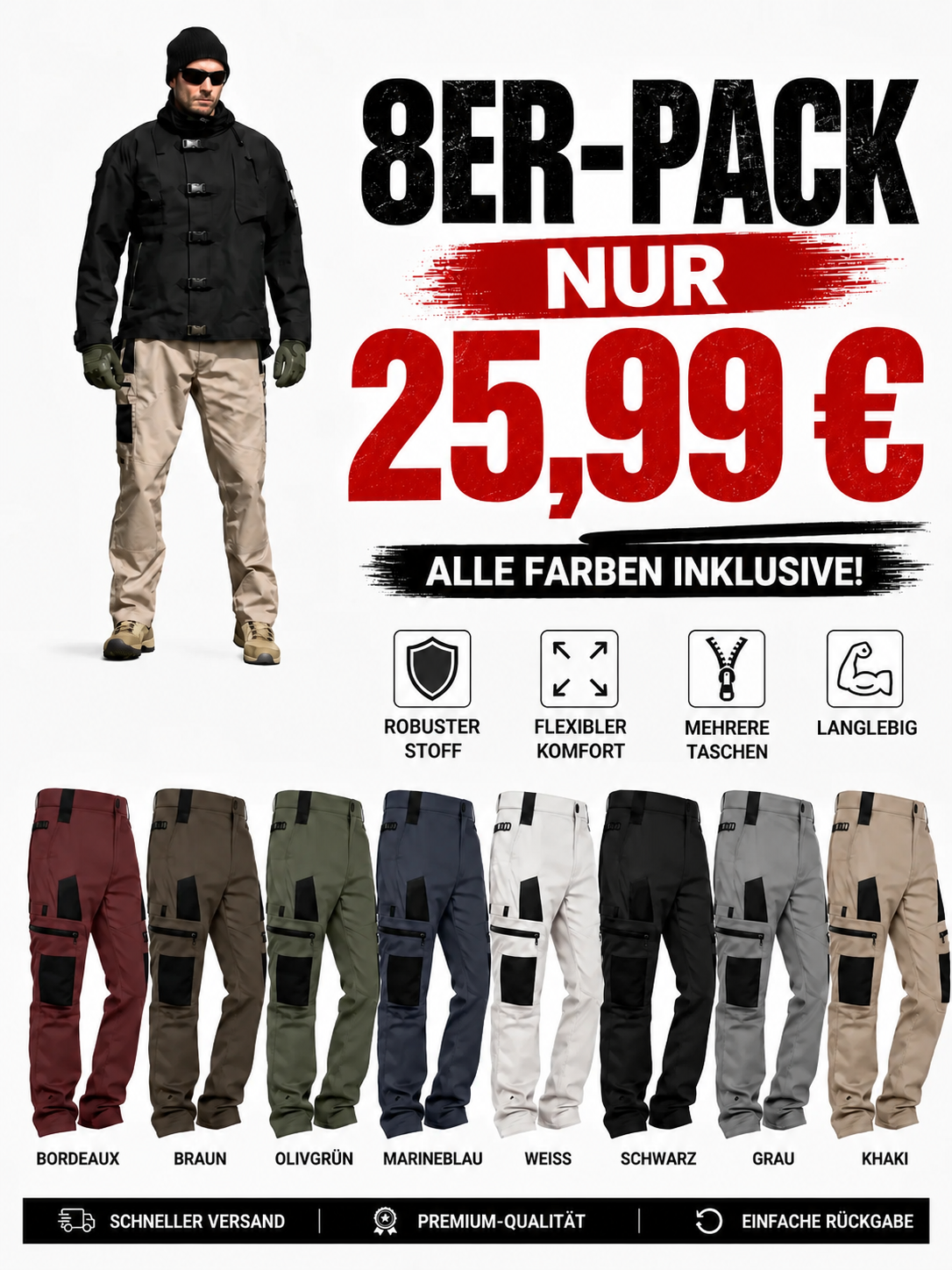 🔥 Herren-Taktikhose mit wasserabweisendem Schutz 🔥 Alle Farben inklusive