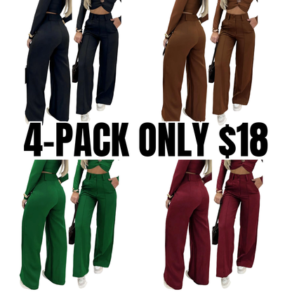 Women's Simple Wide-Leg Pants with Double Button Front, Versatile Commuter Essential Single Piece