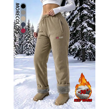 Damen-Thermohose aus 100 % Baumwolle mit warmem Fleecefutter