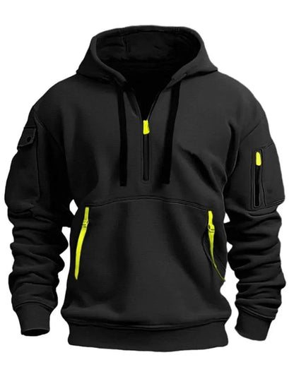 Men's autumn&winter hooded fashion sweatshirt with multiple pockets