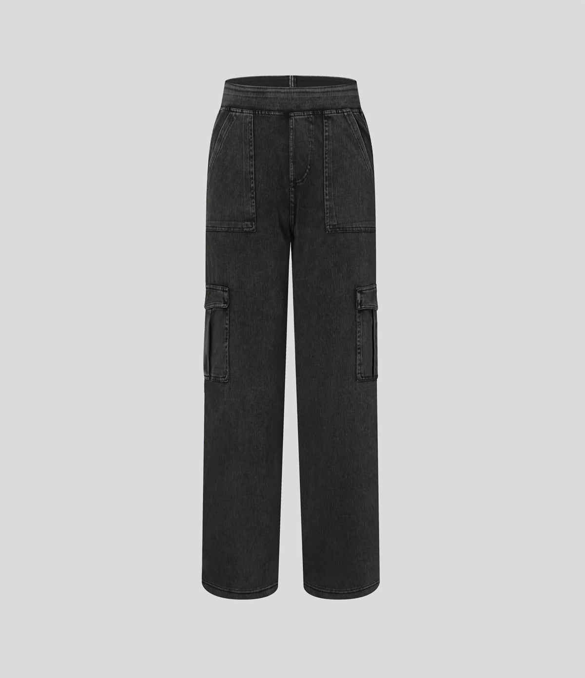 Mid Rise Multi Pockets Straight Leg Stretch Casual Cargo Jeans
