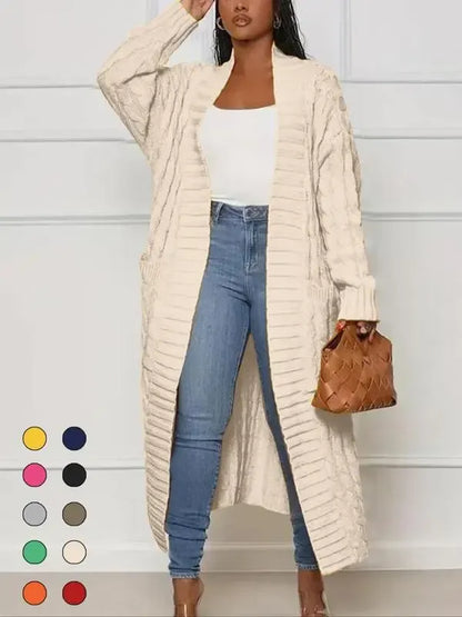 Women's Long Cardigan 2026 Oversized Coat Long Sleeve Open Cardigan Knitted Extra