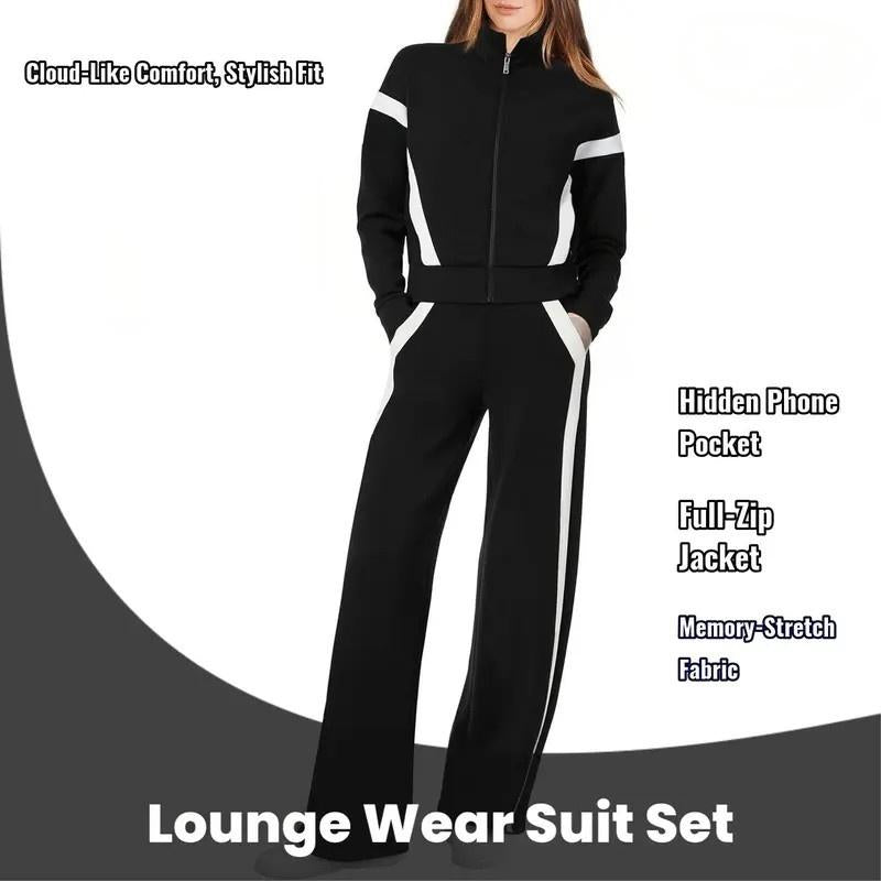 Lounge Sets for Women 2025 Sweatsuit 2 Piece Outfits Sweatshirt Wide Leg Sweatpant Tracksuit Matching Set