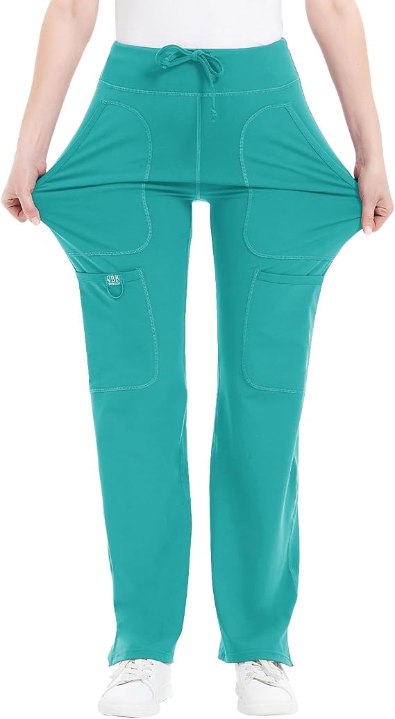 Women's Yoga Scrub Pants - 4-Way Stretch Work Pants with 5 Pockets