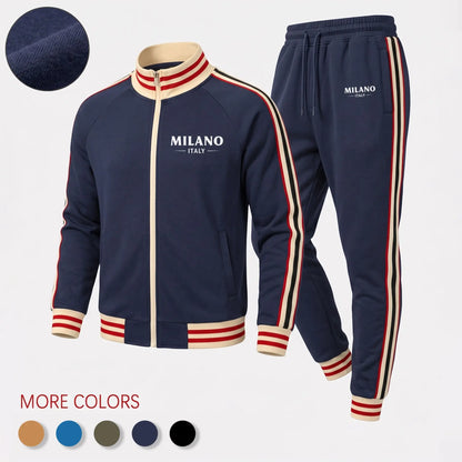 Men’s Retro Milano Two-Piece Tracksuit Navy/Black/Green/Blue Zip Jacket