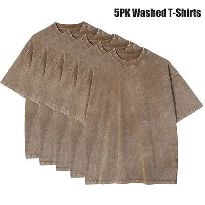 Men's 5-Pack Vintage Washed Heavyweight Gym T-Shirts – Baggy Acid Wash