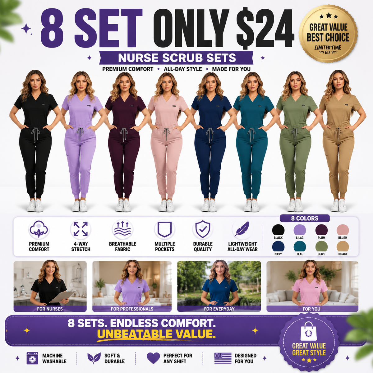 🔥Women's Multi-Pocket Jogger Set – Lightweight & Breathable
