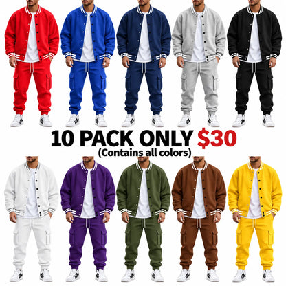 Men's Baseball Jacket and Cargo Pants Set