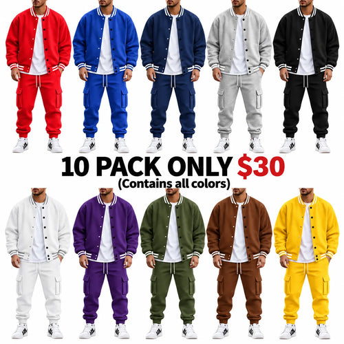 Men's Baseball Jacket and Cargo Pants Set