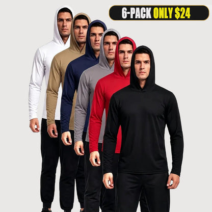 🌟 6 Pieces Hooded Long Sleeve Shirts for Men 🌟