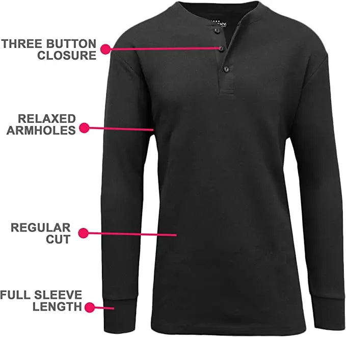 Men's 5-Pack 100% Cotton Waffle-Knit Thermal Shirts – Crew Neck & Henley