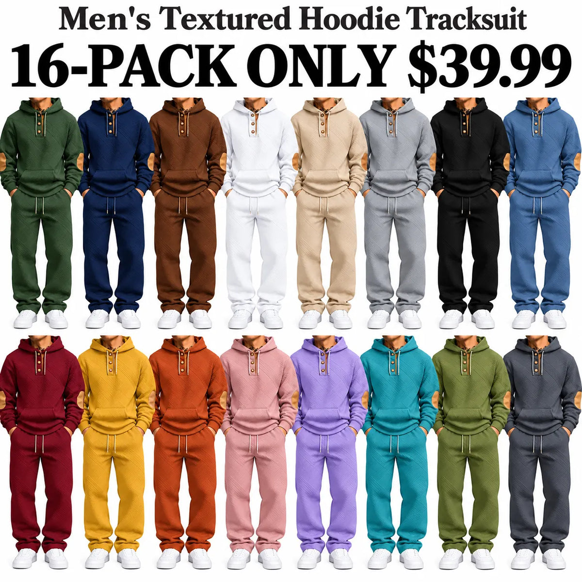 Men's 2-Piece Textured Hoodie Tracksuit