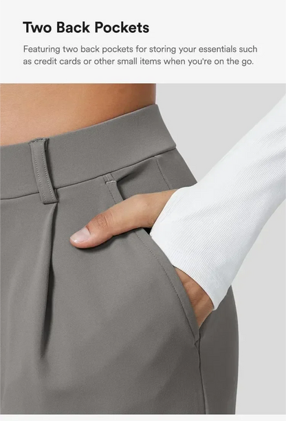 💝💝Limited-Time Promotion-High Waisted Plicated Side Pocket Straight Leg Work Pants