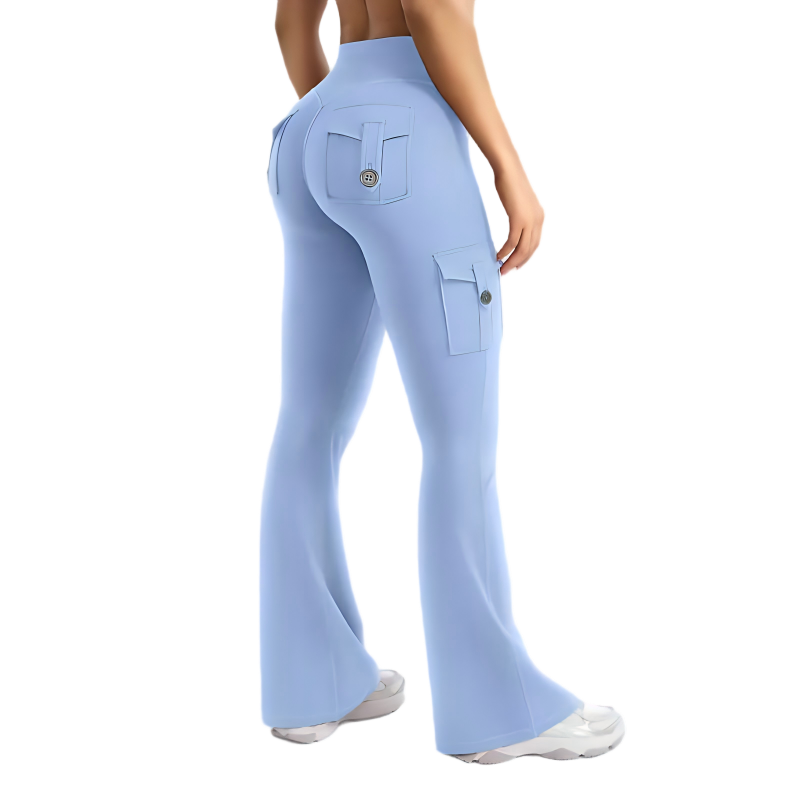 Women's High Waisted Scrunch Flare Yoga Leggings with Pockets