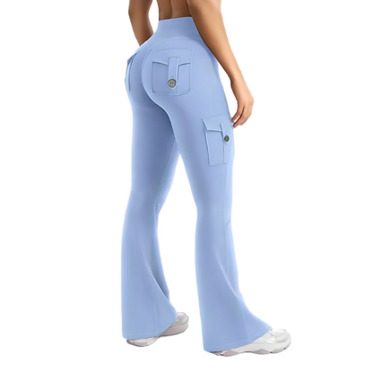 Women's High Waisted Scrunch Flare Yoga Leggings with Pockets