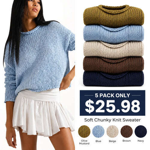 2026 Women Rollneck Chunky Knit Oversized Sweater