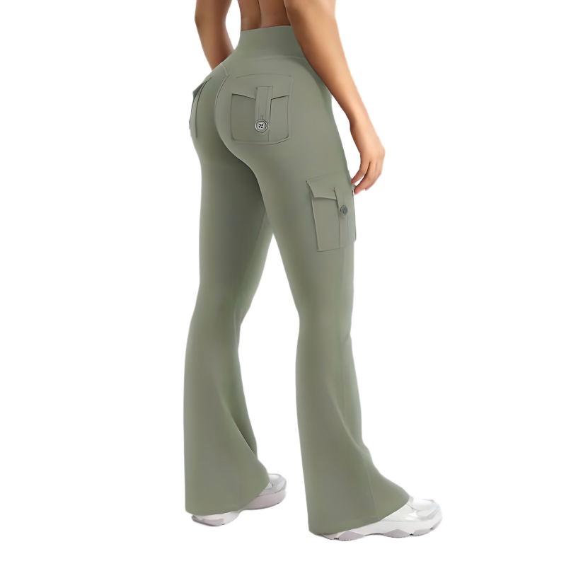 Women's High Waisted Scrunch Flare Yoga Leggings with Pockets