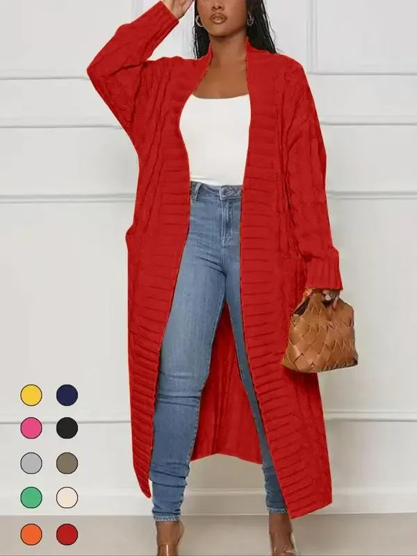 Women's Long Cardigan 2026 Oversized Coat Long Sleeve Open Cardigan Knitted Extra