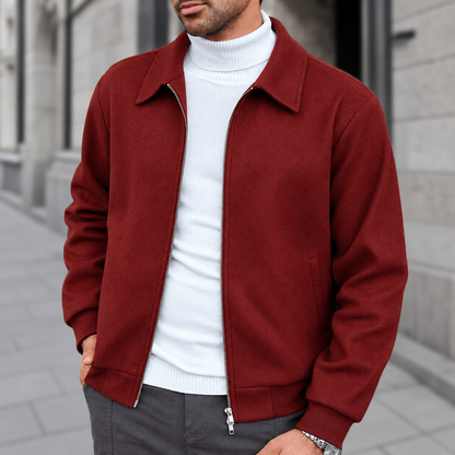 Men's Classic Collared Zip-Up Jacket – Casual Fall & Winter Outerwear