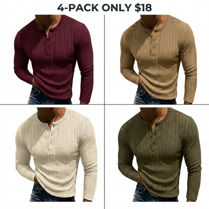 Men’s Ribbed Henley Long Sleeve Shirt