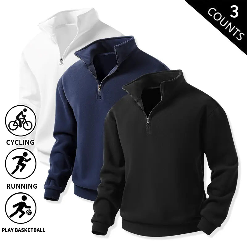 Men's Quarter-Zip Fleece Sweatshirts – Single or 3-Pack