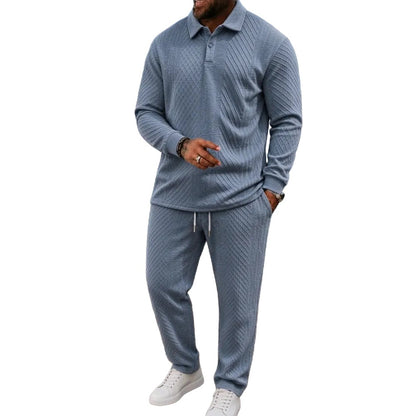Men’s Long-Sleeve Polo Shirt & Long Pants Set