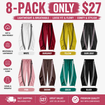 Flooo Loose Wide Leg Striped Track Pants