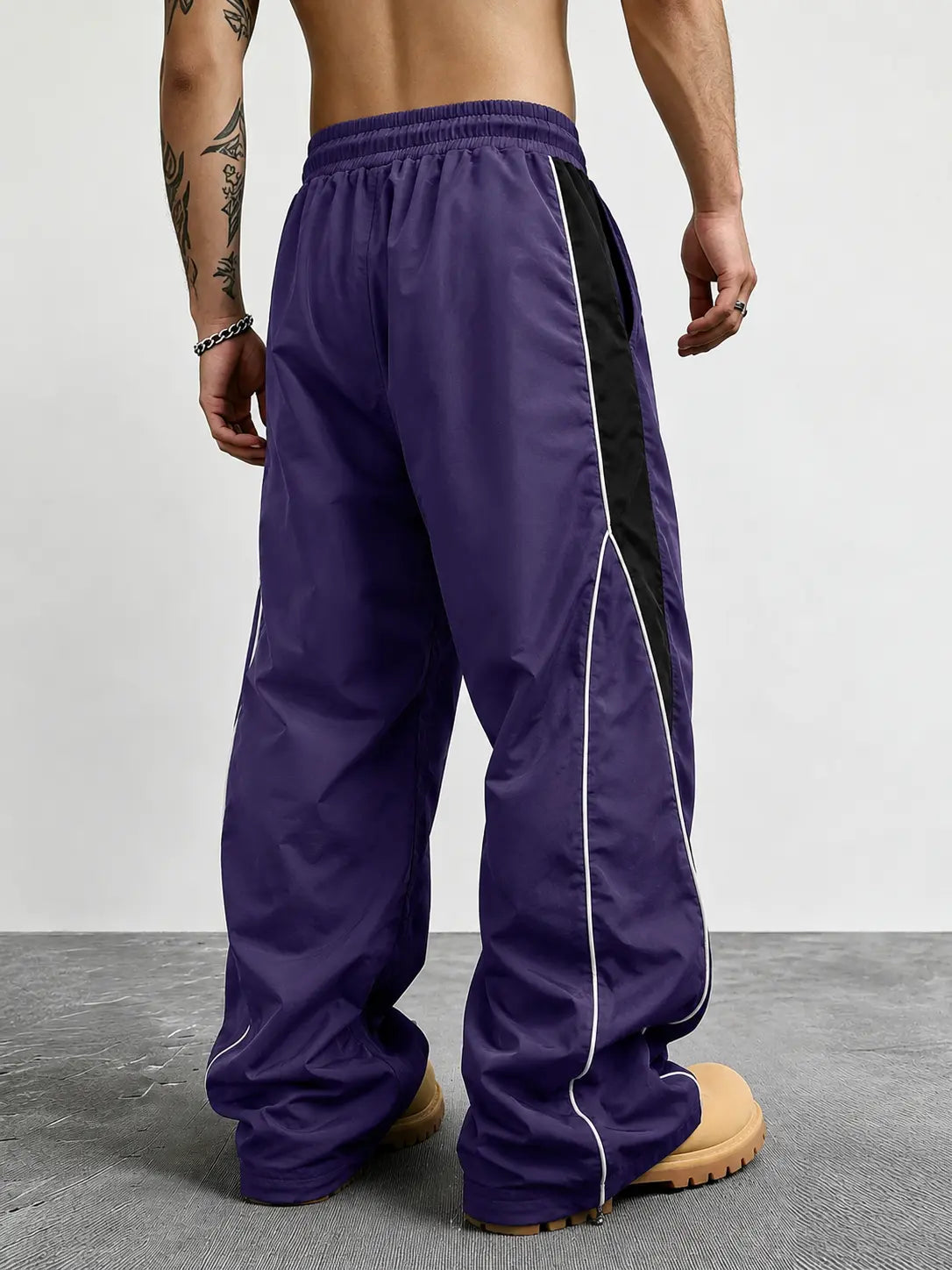 Men's Reflective Strip Wide Leg Casual Pants