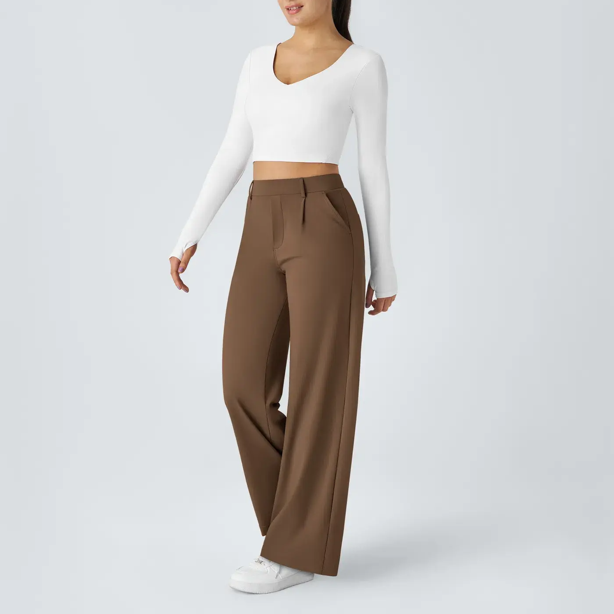 🔥 LAST DAY SALE  High‑Waist Straight‑Leg Tailored Trousers with Side Pockets