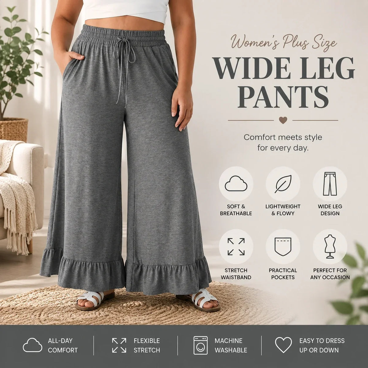 💝💝Limited Stock!🔥Women's Plus Size Wide Leg Pants