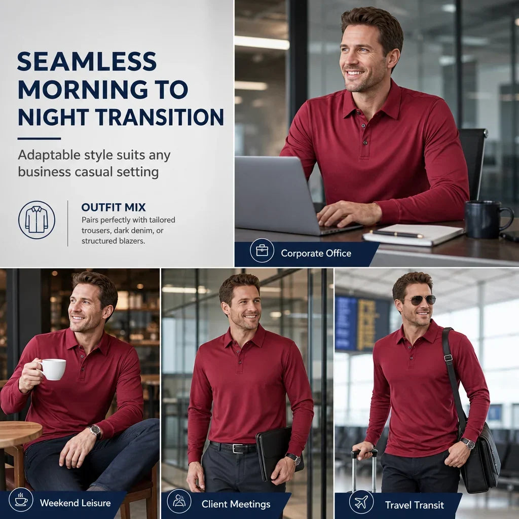 Men's Long Sleeve Collared T-Shirt